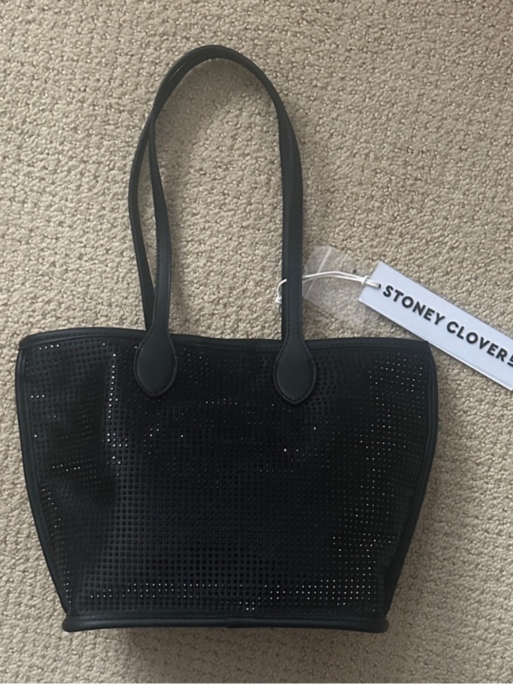 NEW! Stoney Clover Black Sparkly Rhinestone Mini Tote Bag